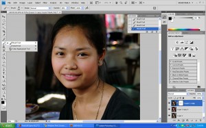 Create a layer mask and select the "brush tool" Create a layer mask and select the "brush tool"