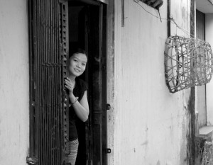Girl at the lantern making village Girl at the lantern making village